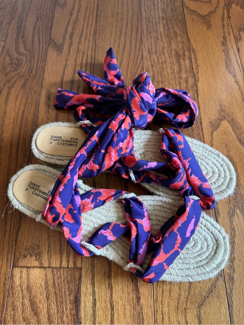 Diane von Furstenberg x Castaner Paloma Printed Wrap Espadrilles NWOT